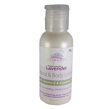 lavender hand and body lotion 80g bottle with flip top lid
